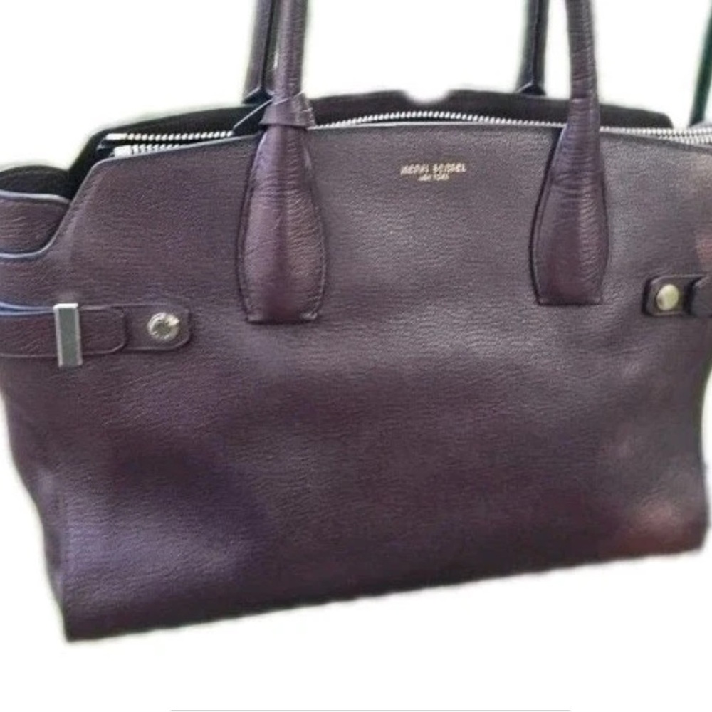 Henri Bendel Carlyle Purple Pebbled Leather Satchel - Picture 3 of 11